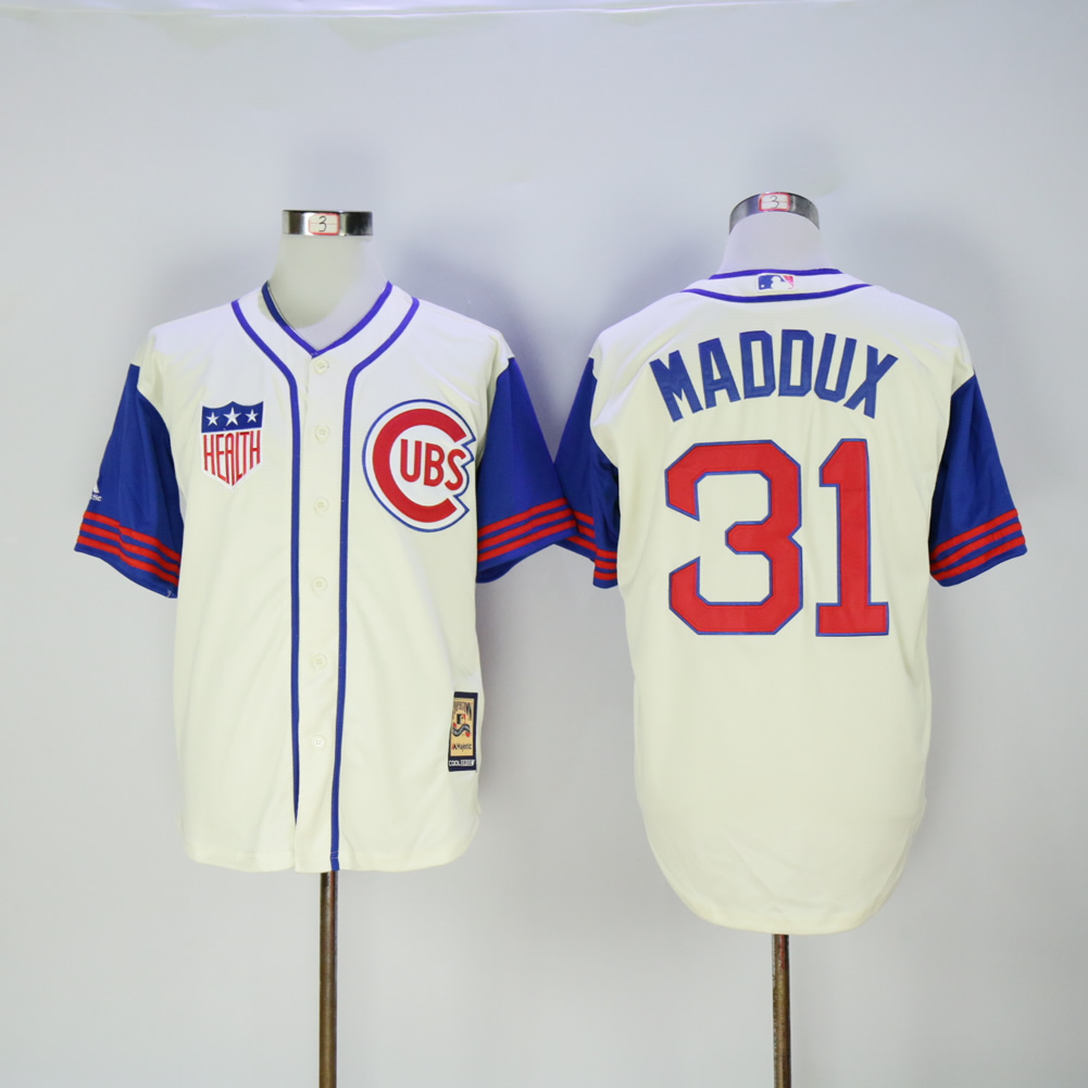 Men Chicago Cubs 31 Maddux Cream 1942 MLB Jerseys